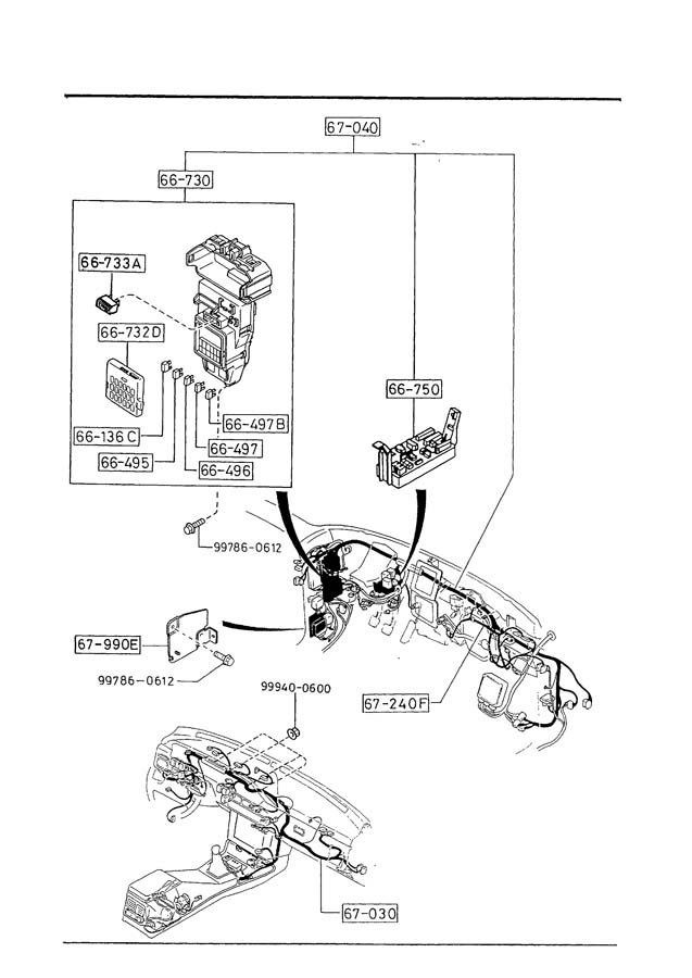 Mazda 929 DASHBOARD WIRING HARNESSES