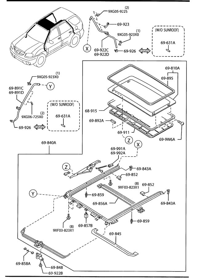 Mazda Tribute Sunroof Seal. W/SUNROOF - EC0369825 | Jim Ellis Mazda ...