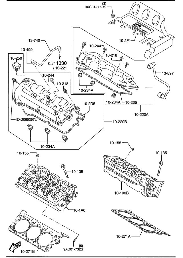 mazda Tribute Cylinder head. Head right (r), cylinder. Tribute; right ...