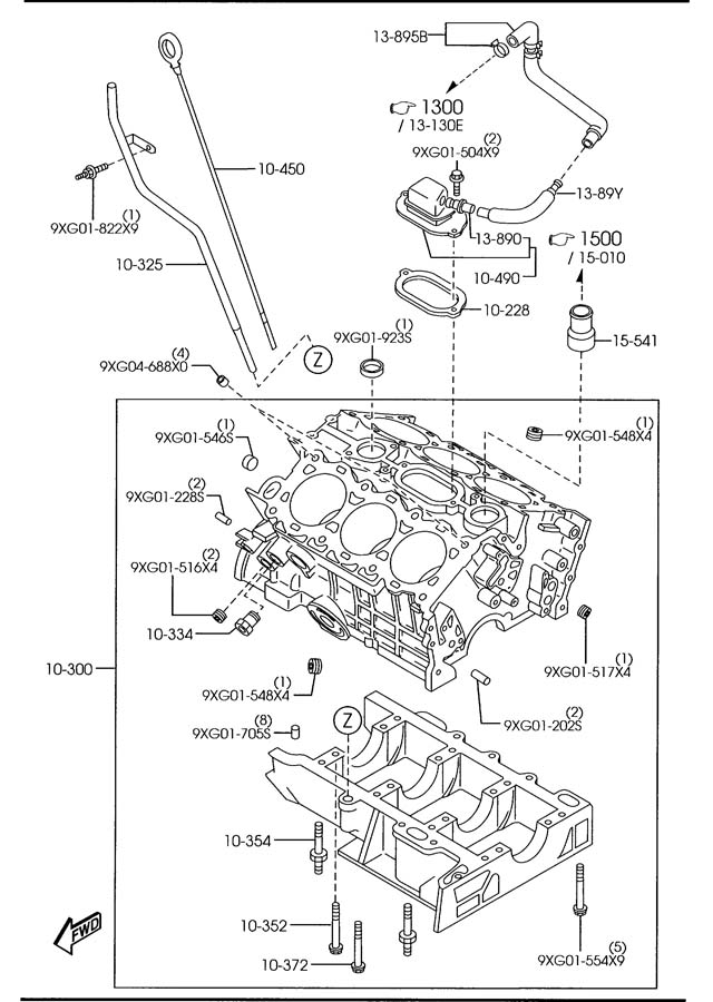 2003 Mazda MPV Pcv valve. Dipstick - AJ5113890 | Jim Ellis Mazda Parts ...