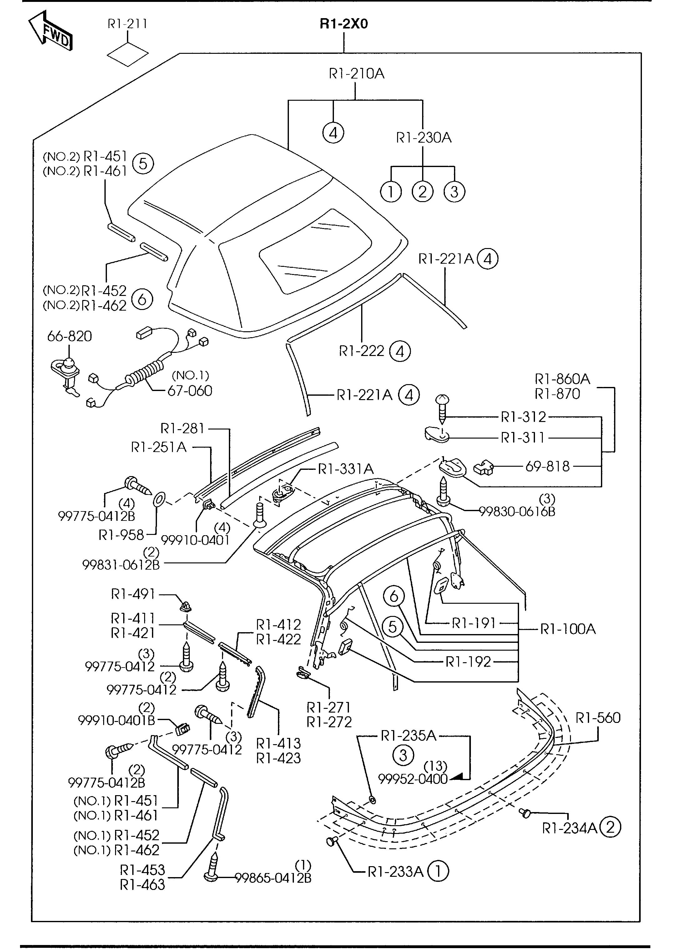 Mazda Miata Convertible Top Stowage Compartment Lid. Tan ...