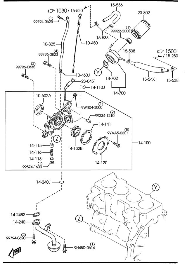 2020 Mazda CX-5 Dip stick. Engine oil dipstick. 1.8 liter. 2 ...