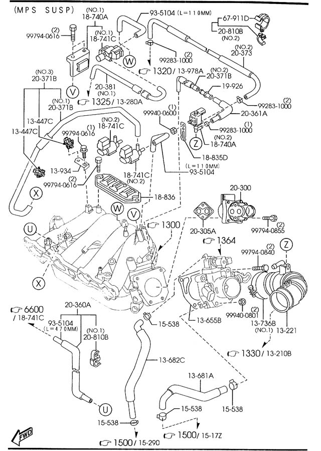 mazda Protege Vapor Canister Purge Solenoid Bracket. 1.8 LITER, type 2 ...