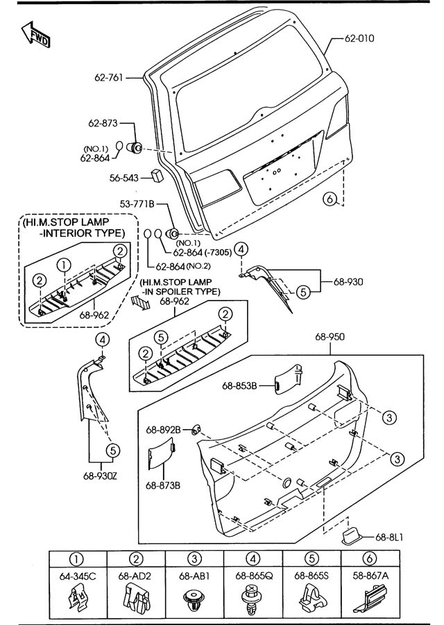 Mazda Mazda 6 Trim. LIFTG. Liftgate. Upper gate. Upper - GM9F68930A72