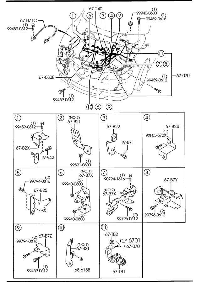 Mazda ENGINE & TRANSMISSION WIRING HARNESSES (2000CC)