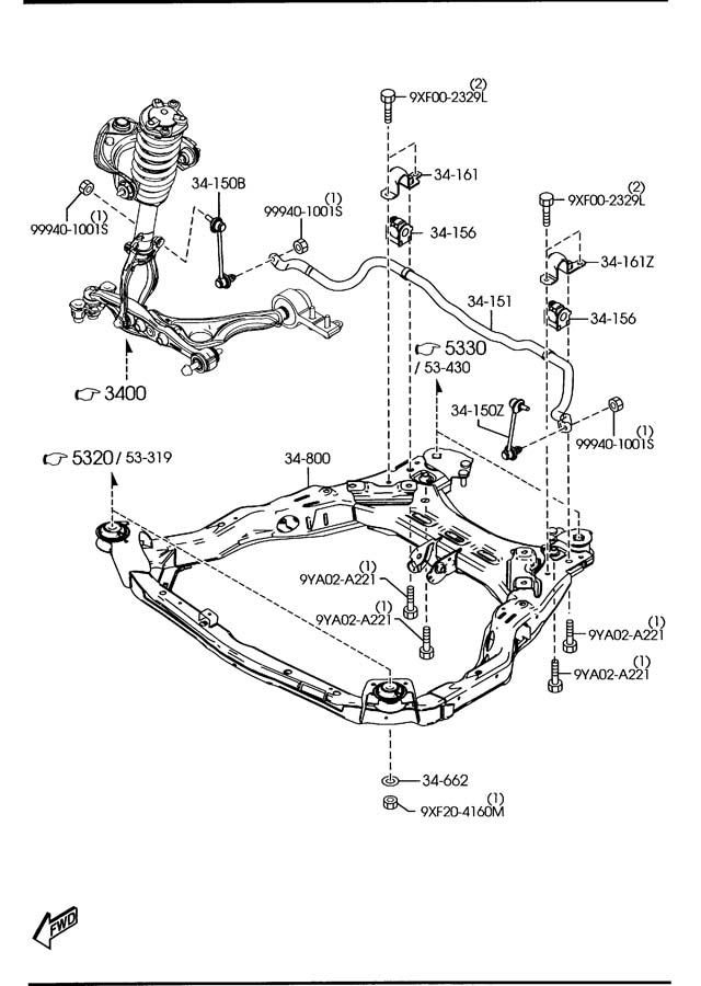 Mazda Mazda 6 Engine Cradle. 2.5 liter. Mazda6 2.5L  GS3L3480XE  Jim