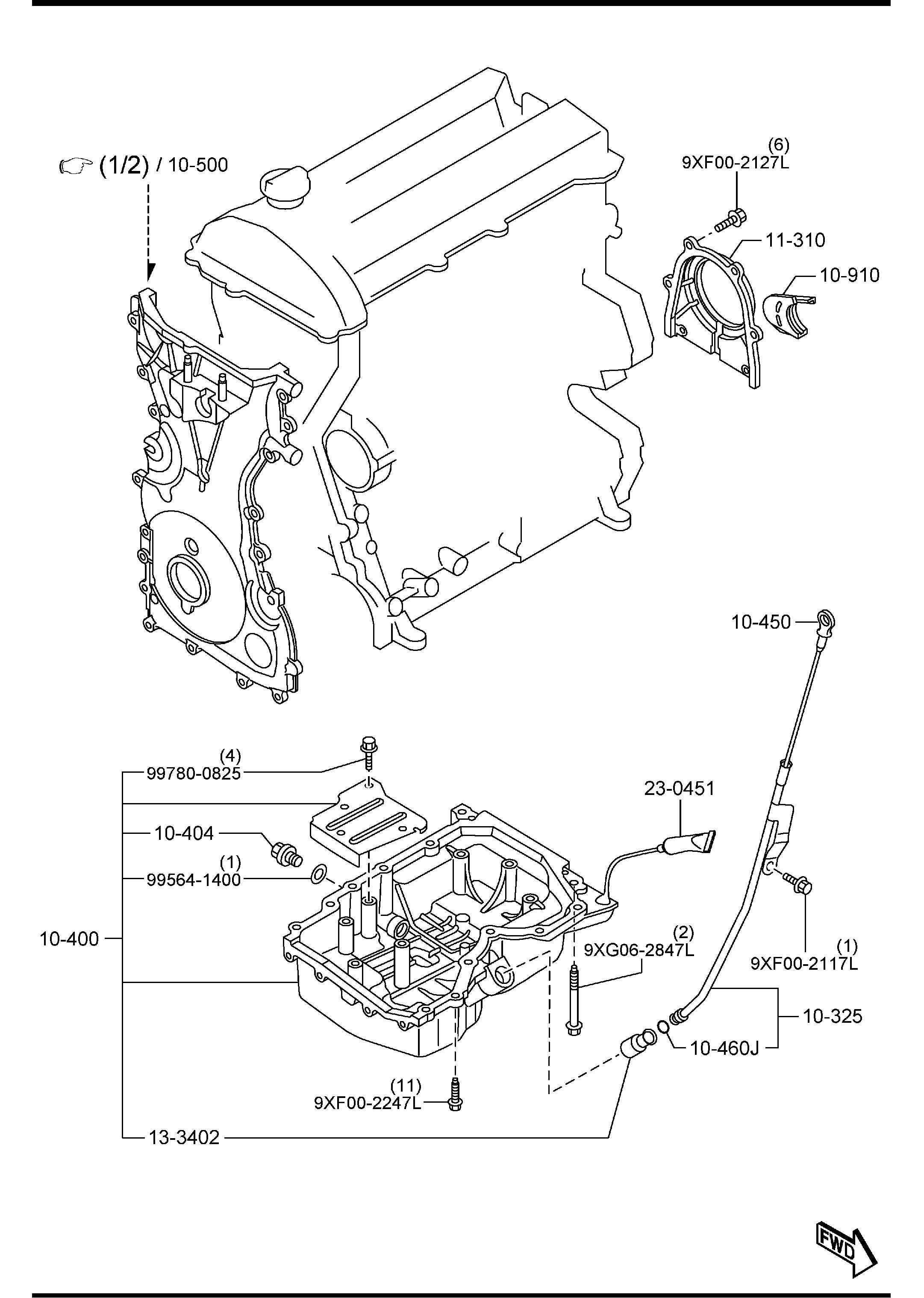 2013 Mazda Mazda 3 Engine Oil Dipstick. 2.3 LITER. 2.3L W/TURBO. W ...