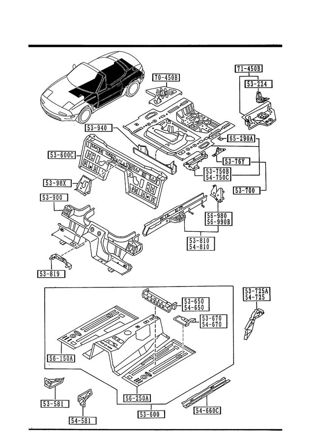 1996 Mazda Miata Crossmember. Floor. C'member - NA0154650A | Jim Ellis ...