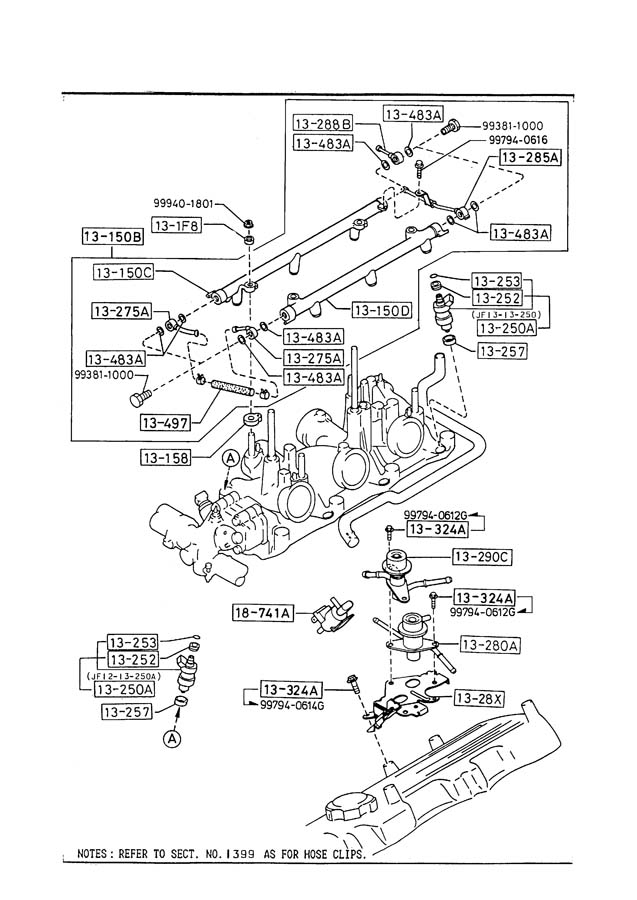 mazda 929 Fuel Injection Pressure Regulator (Right) - JE0713280A | Jim ...