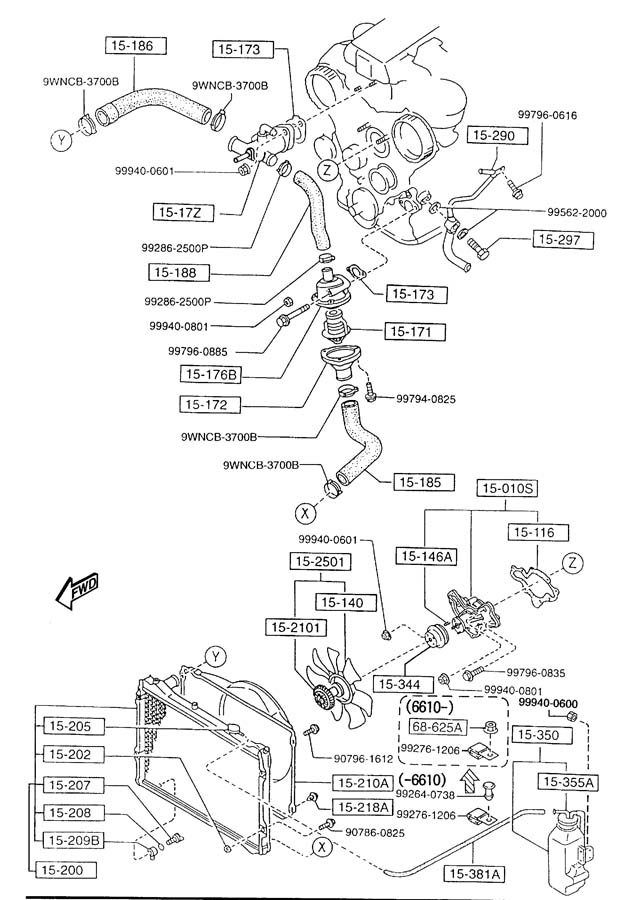 Mazda MPV Engine Water Pump - JE9615010RMB | Jim Ellis Mazda Parts ...