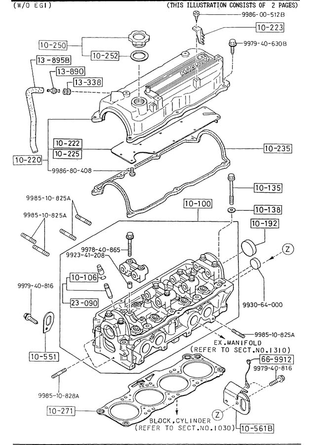 Mazda B2200 Engine Cylinder Head Bolt. GASOLINE - F80110135A | Jim ...